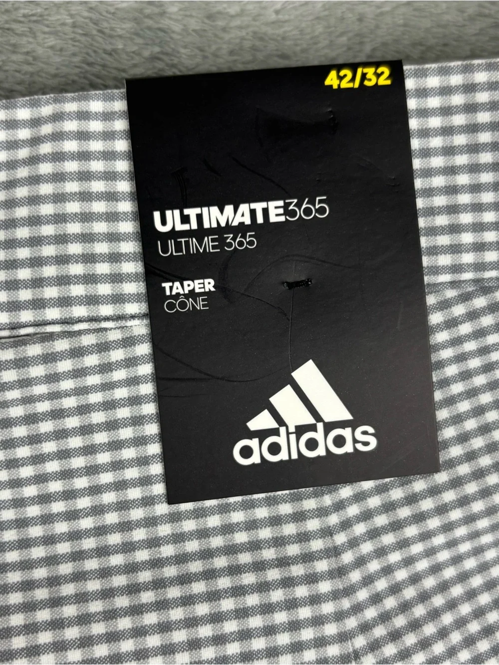 Adidas Pants Mens 42X32 Gray Gingham Ultimate 365 Taper Golf Pant NWT